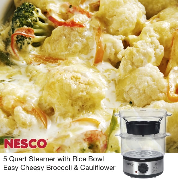 5 Quart Steamer With Rice Bowl Easy Cheesy Broccoli & Cauliflower