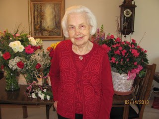 Grandma Bee celebrating Valentine's Day in 2010