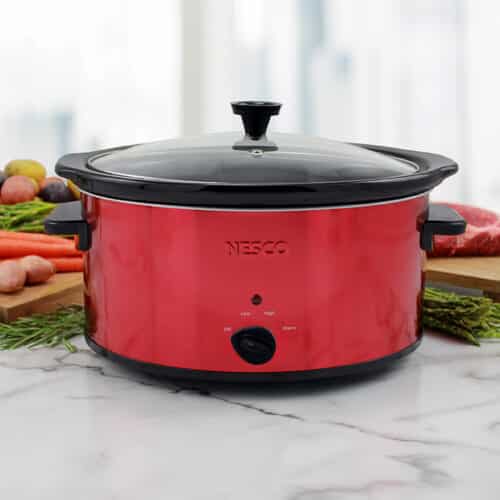 Analog Red 6 Quart Slow Cooker Lifestyle