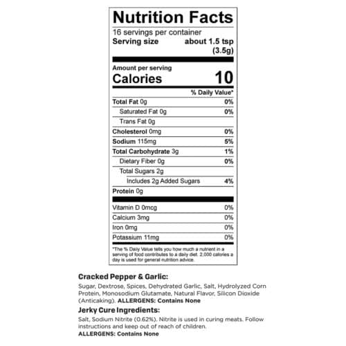 Cracked Pepper & Garlic Trial Nutrition Facts