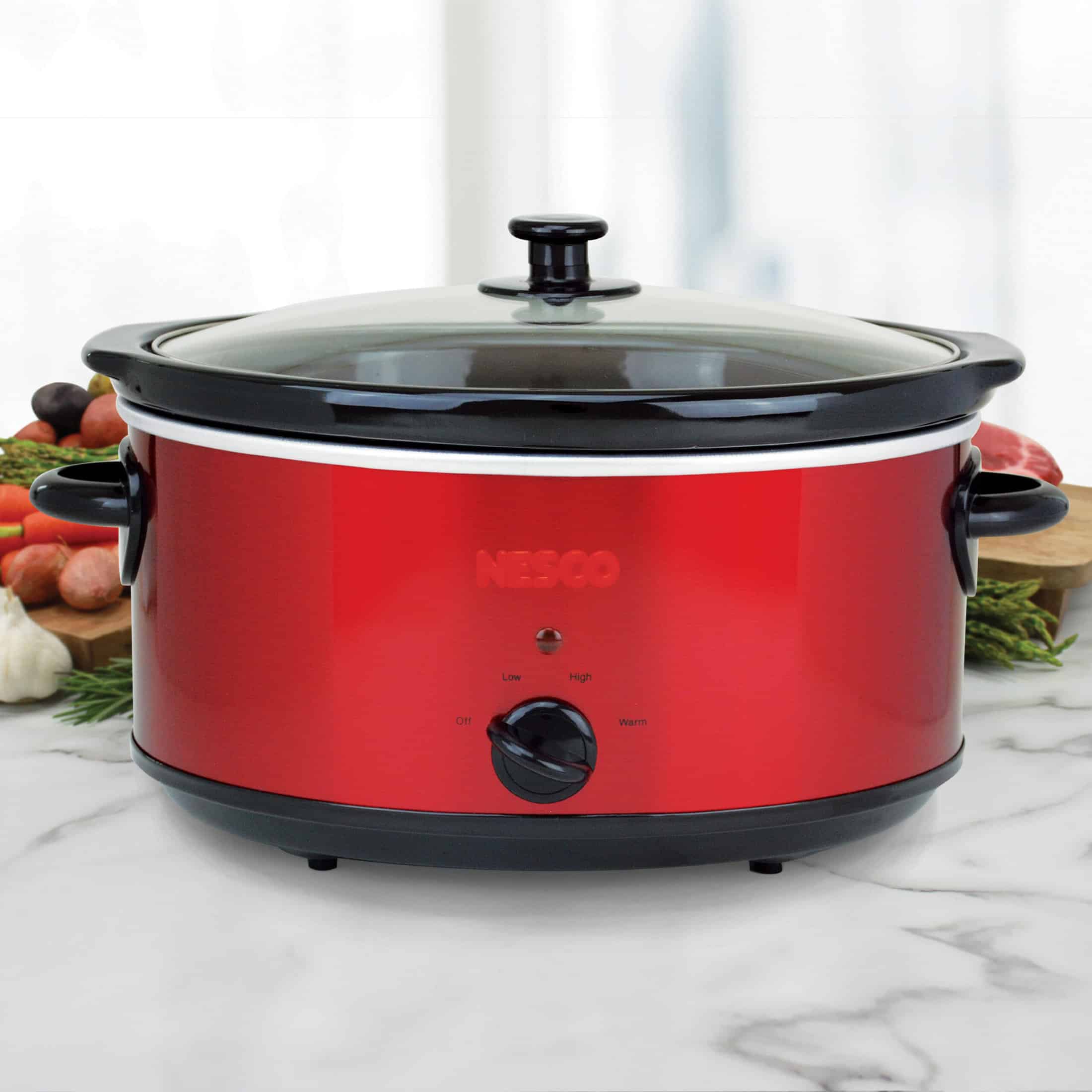 6 Qt. Analog Metallic Red Slow Cooker