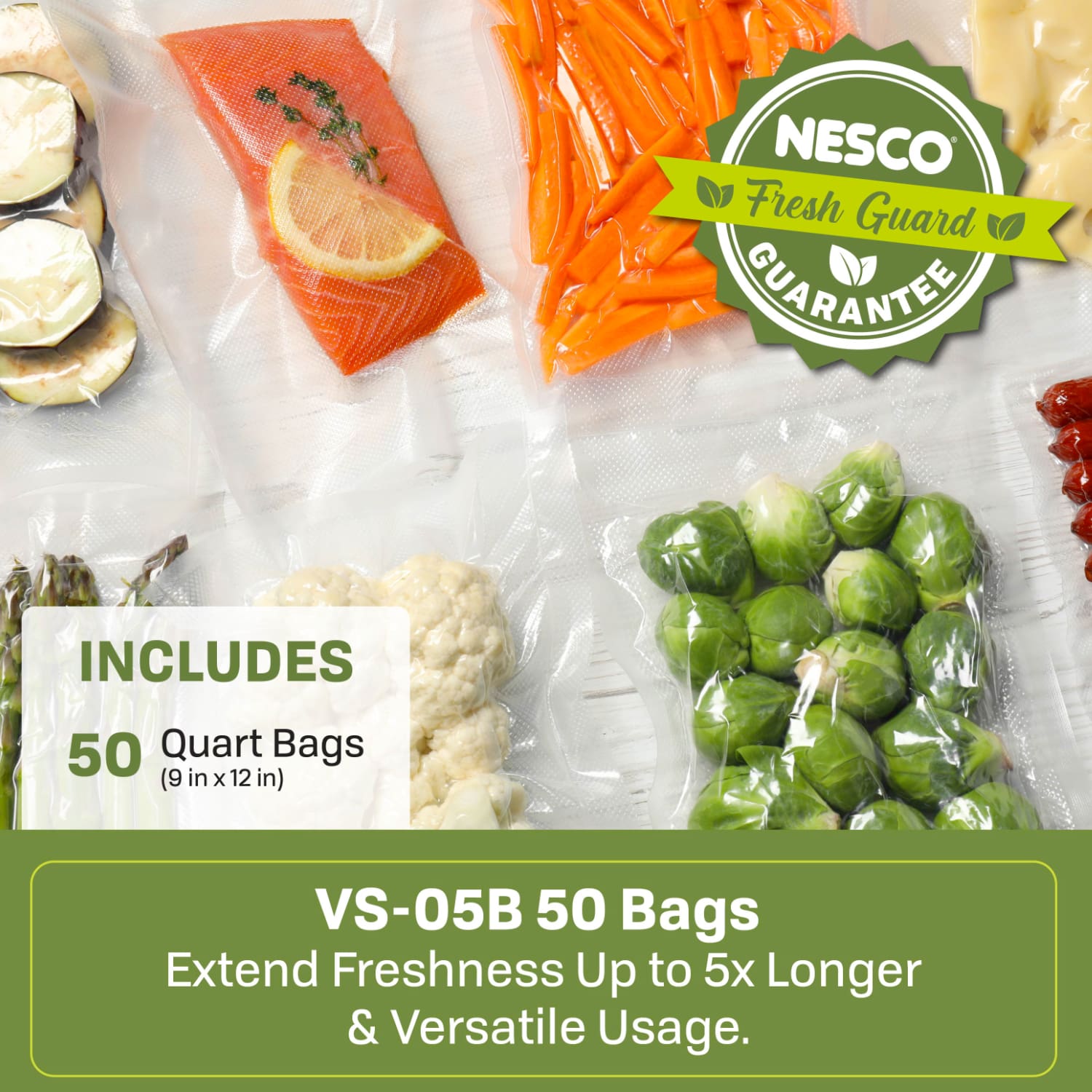 50 Pre-Cut Quart Sized Vacuum Sealer Bags (8.6" x 11.8") VS-05B - Image 2