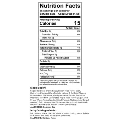 Maple Bacon Trial Size Nutrition Facts