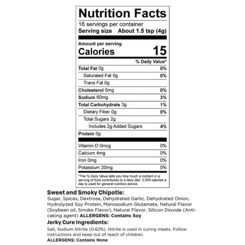 Sweet Chipotle Trial Nutrition Facts