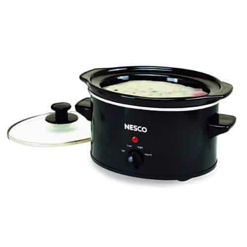 SC-150-13 1.5 Qt Black Slow Cooker Angled With Dip