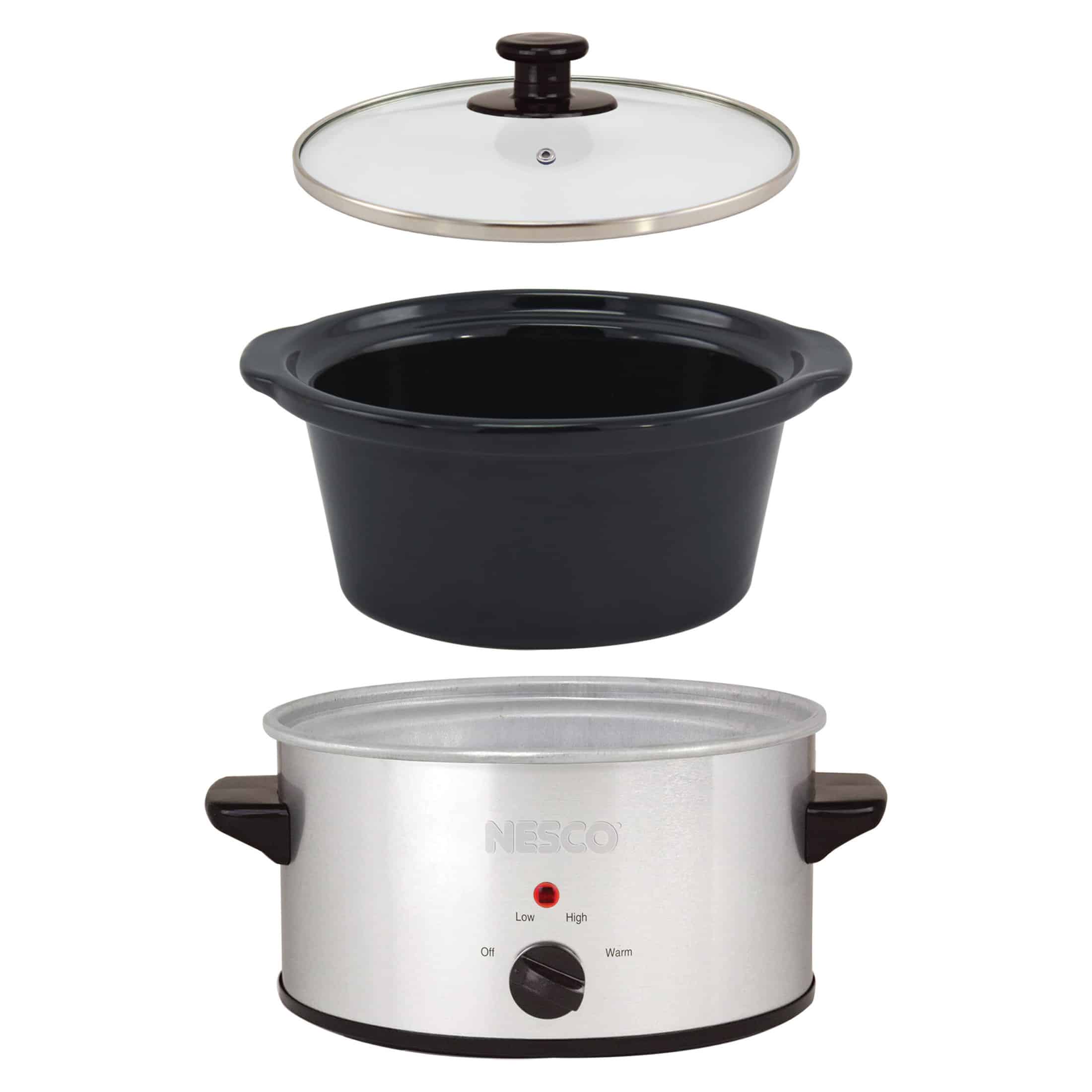 1.5 Quart Stainless Steel Dips Electric Slow Cooker Ceramic Pot with Glass  Lid