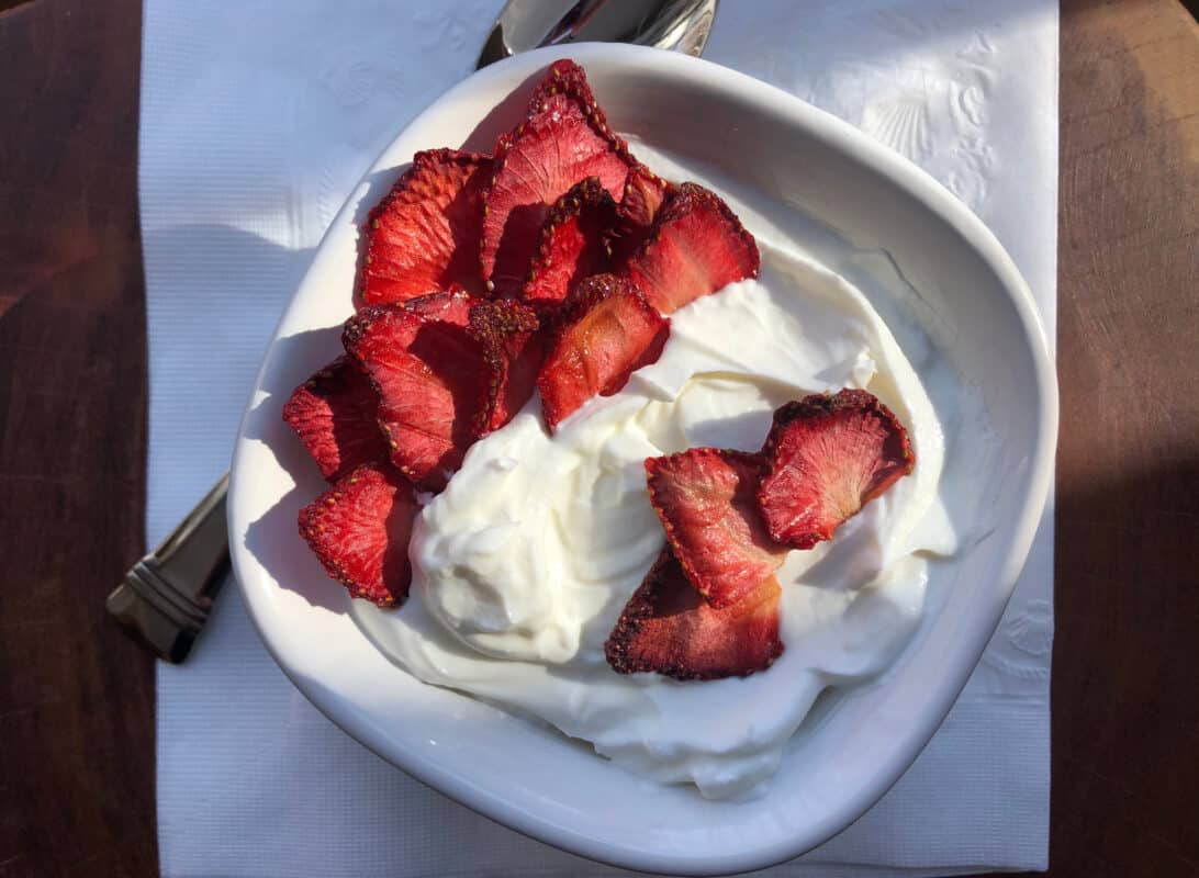 Candied Strawberries In Yogurt