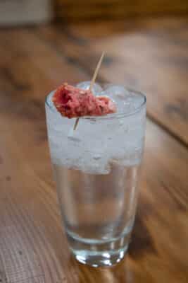 Grapefruit Mint Fruit Roll On Toothpick In Glass