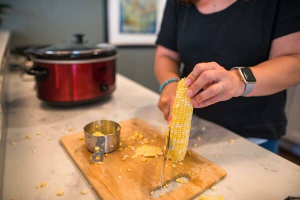 Slicing Corn For Corn Chowder 