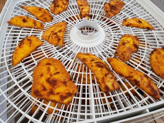 Chili Mango Strips On NESCO Dehydrator