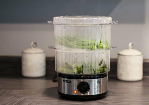 NESCO Food Steamer With Chili-Spiced Asparagus Lifestyle