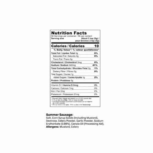 Summer Sausage Seasoning Nutrition Facts