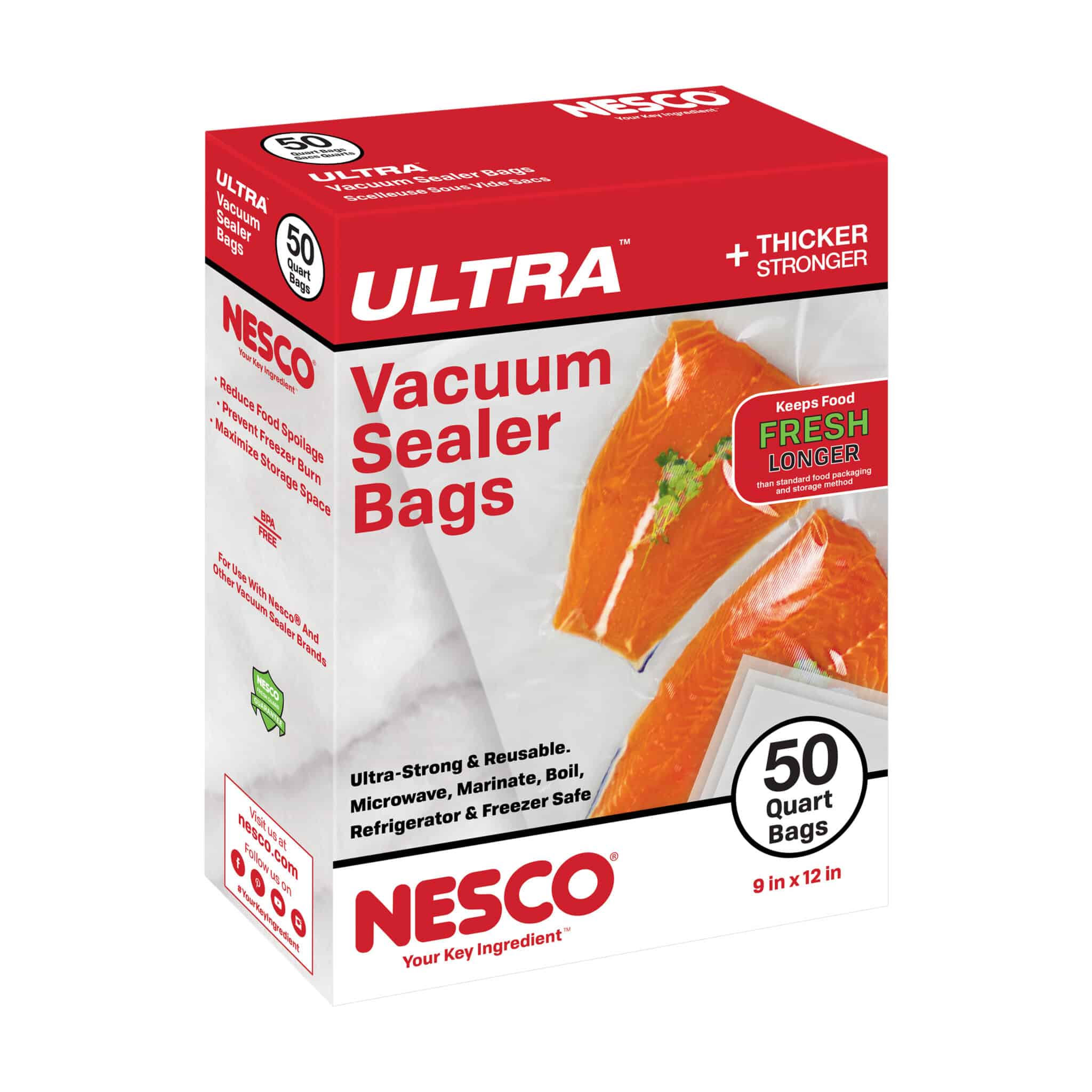 50 ULTRA Quart Sized Vacuum Sealer Bags (9" x 12") NESCO