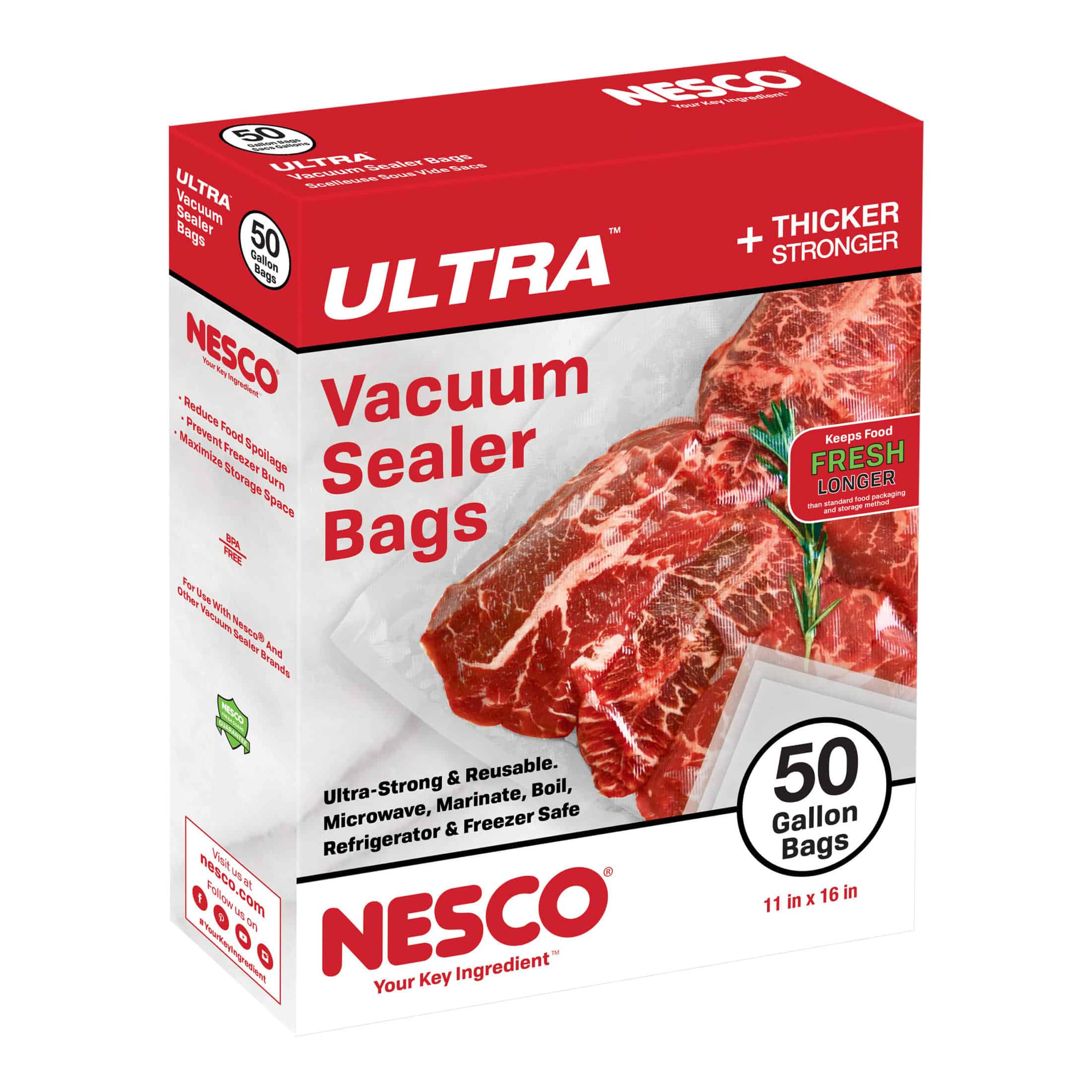 50 ULTRA Gallon Sized Vacuum Sealer Bags (11 x 16) | NESCO