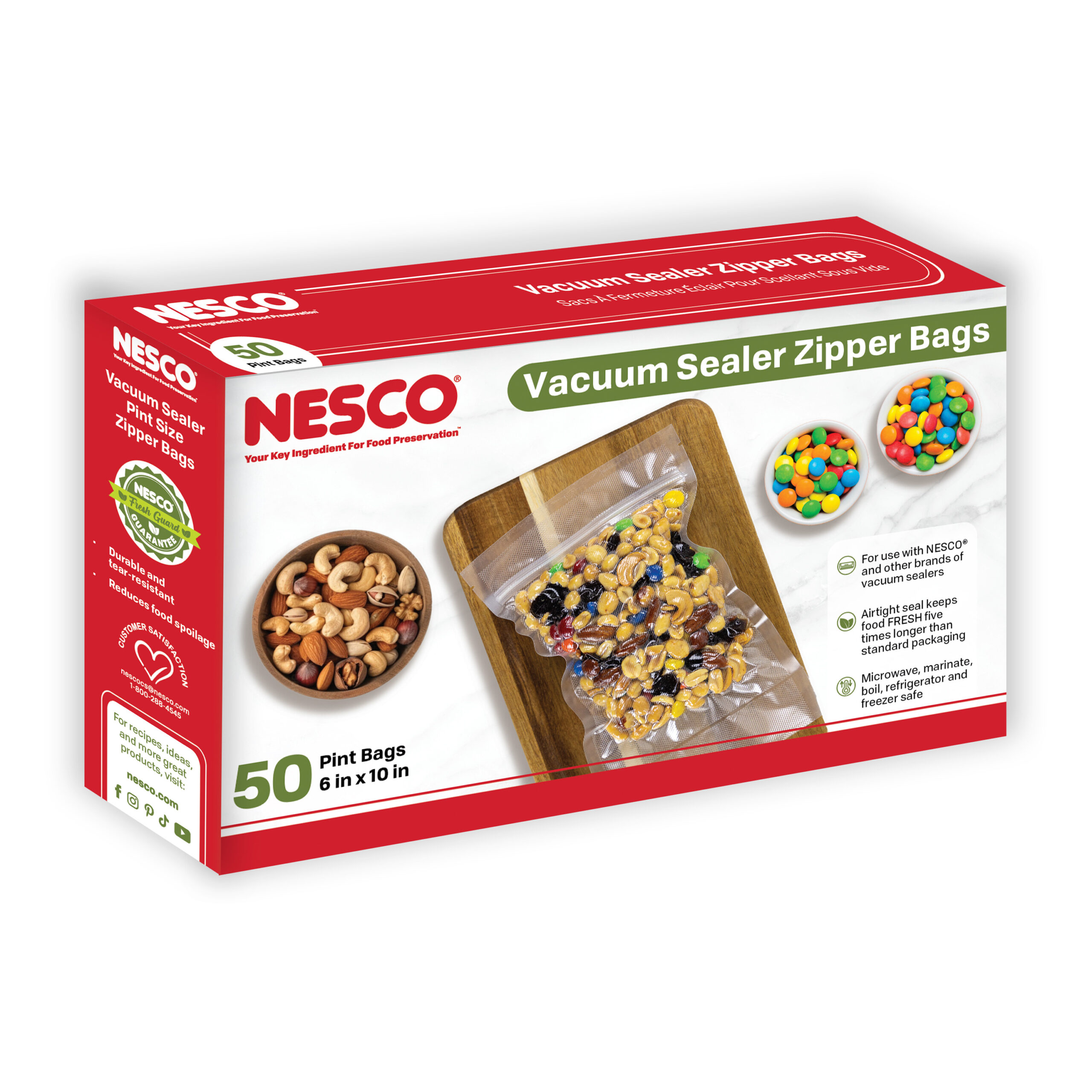 50 Vacuum Sealer Zipper Pint Sized Bags (6" x 10') VSBP-Z50