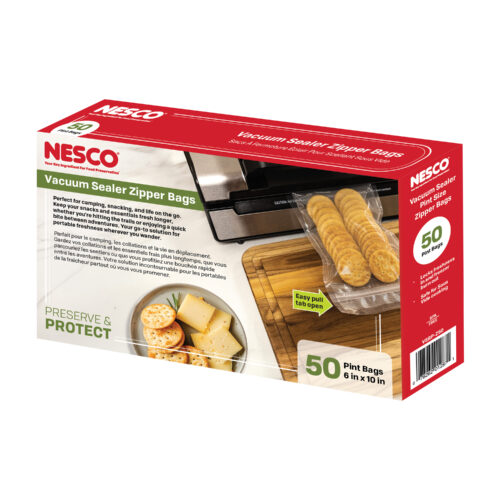 50 Vacuum Sealer Zipper Pint Sized Bags (6″ x 10′) VSBP-Z50