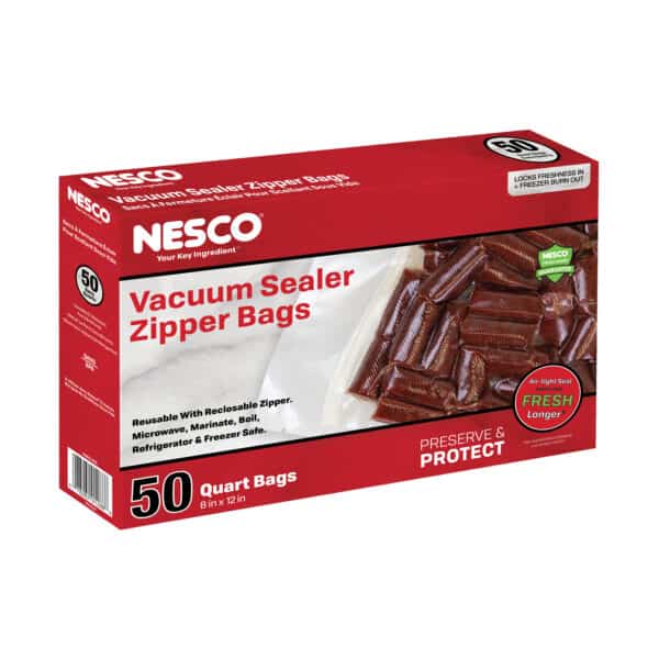 50 Vacuum Sealer Zipper Quart Sized Bags (8" x 12') NESCO