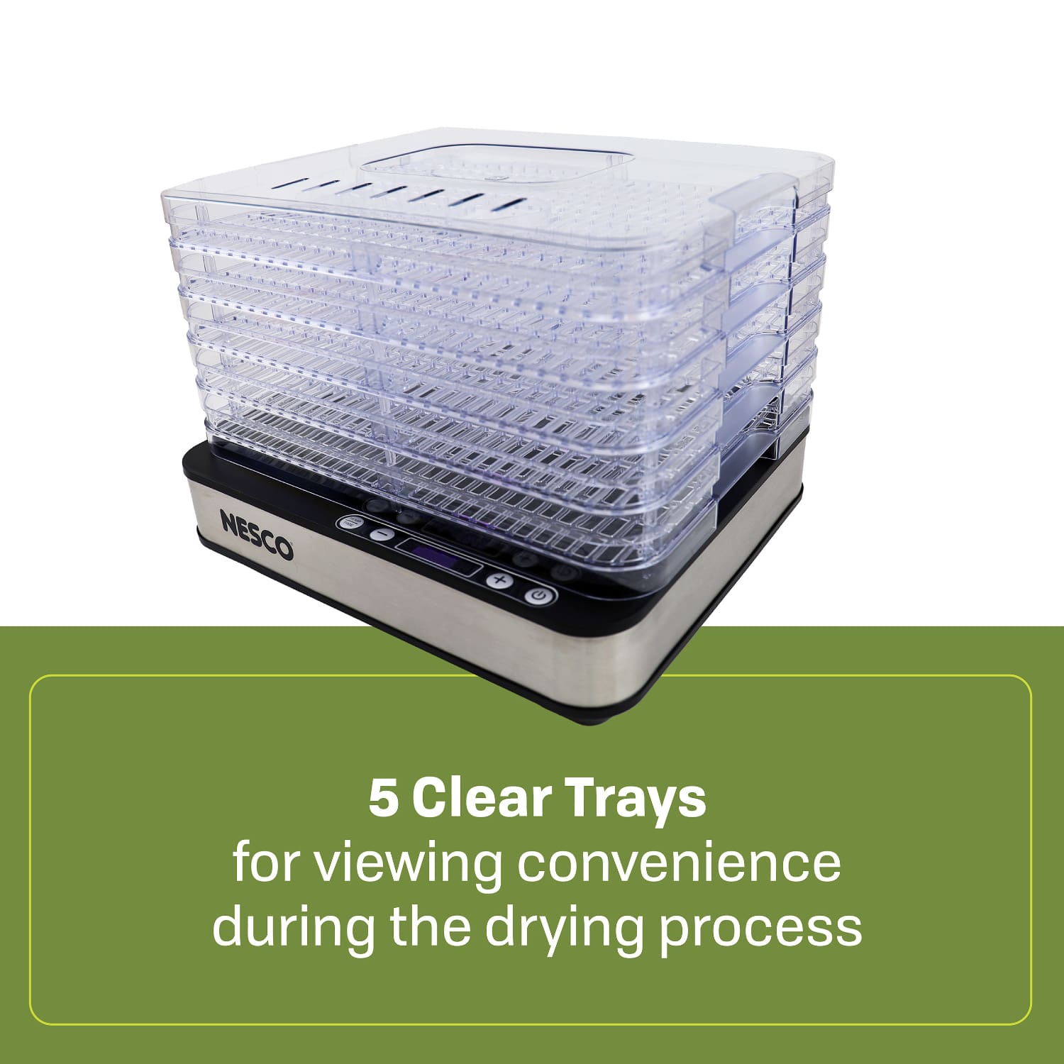 Digital 5 Rectangular Clear Tray Dehydrator FD-5TC - Image 2
