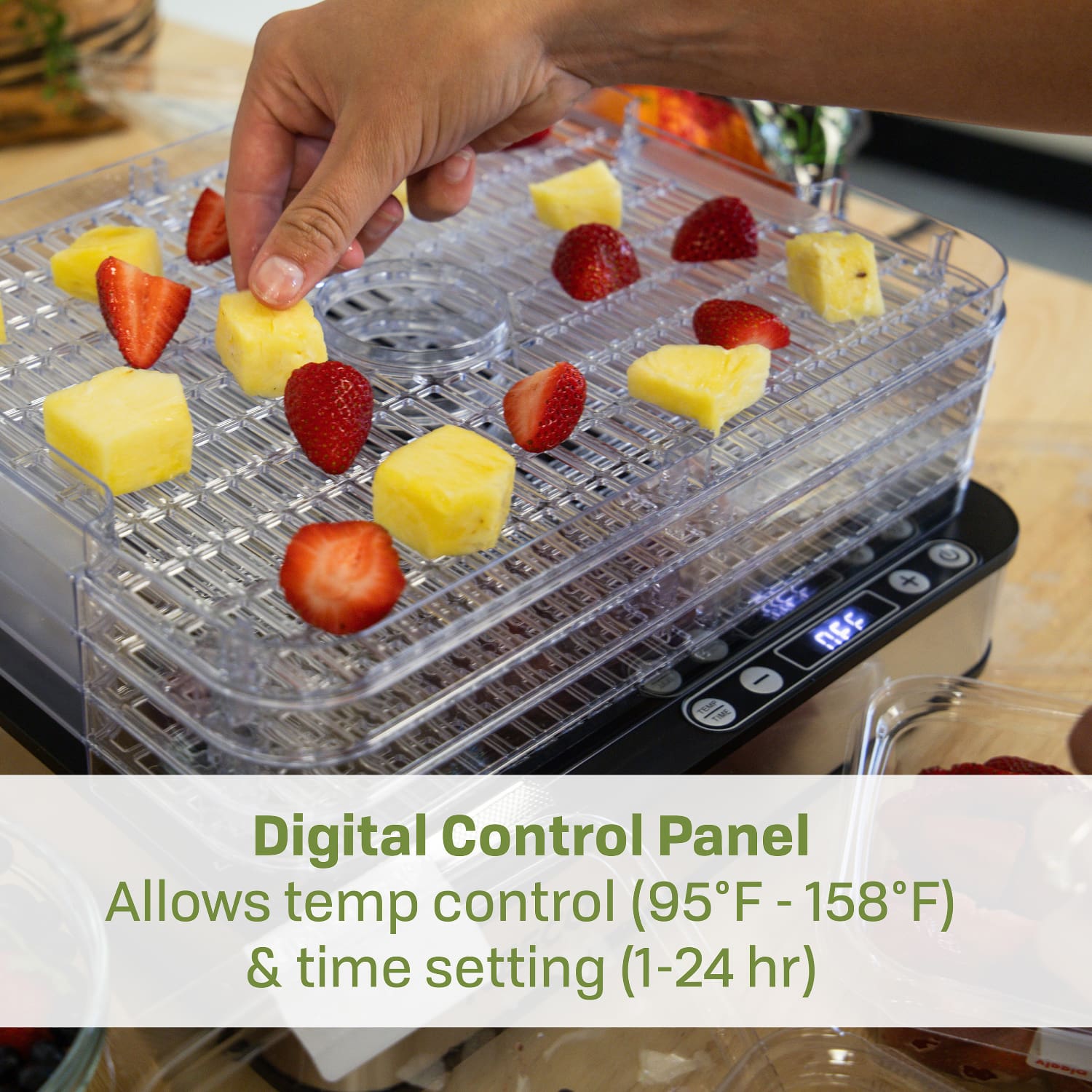 Digital 5 Rectangular Clear Tray Dehydrator FD-5TC - Image 6