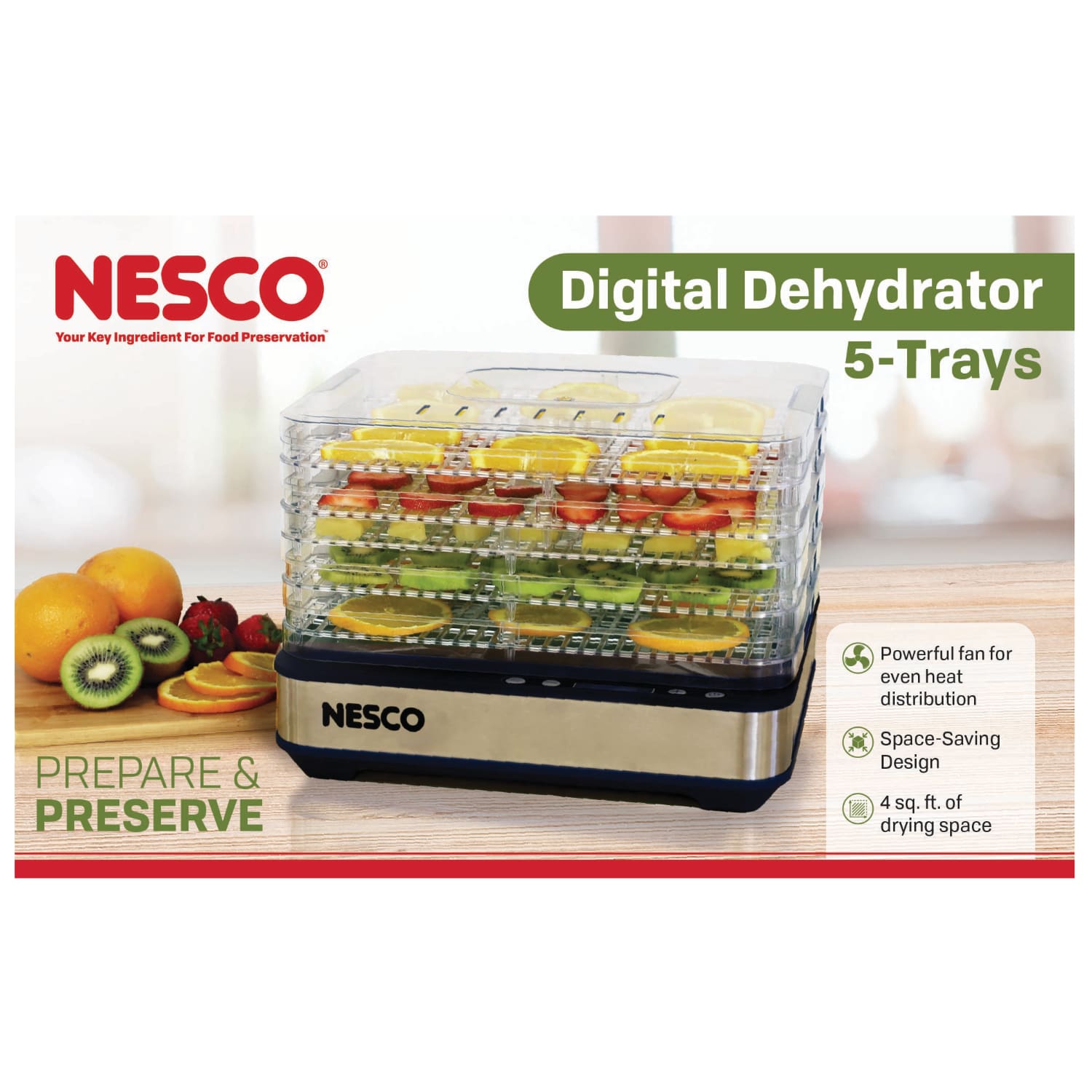 Digital 5 Rectangular Clear Tray Dehydrator FD-5TC - Image 13